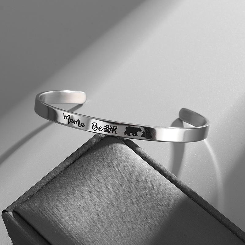 Bracelet Stainless Steel Animal Pattern Mother Bear Bracelet Love Hollow Stainless Steel Bracelet
