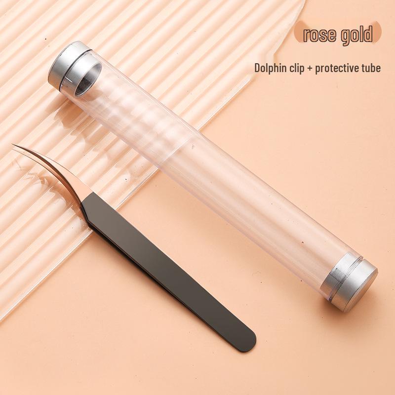 Stainless Steel Black Gold Feather Dolphin Tweezers for Beauty and Manicure