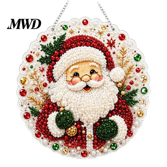 Rhinestone Painting Kit for Adults Christmas Kit, DIY Wreath Art Craft Adults, Double Decorative Pendant Making Sided Window Ornament, Acrylic Hanging