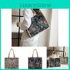Versatile Ethnic Floral Canvas Lunch Bag Large Capacity Soft Tote For Travel