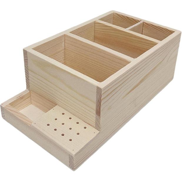 B Baosity Wood Nail Drill Machine and Bits Holder Stand Display Box Accessory Storage Nail Drill Machine Displaying Makeup Brushes,Eyebrow Container