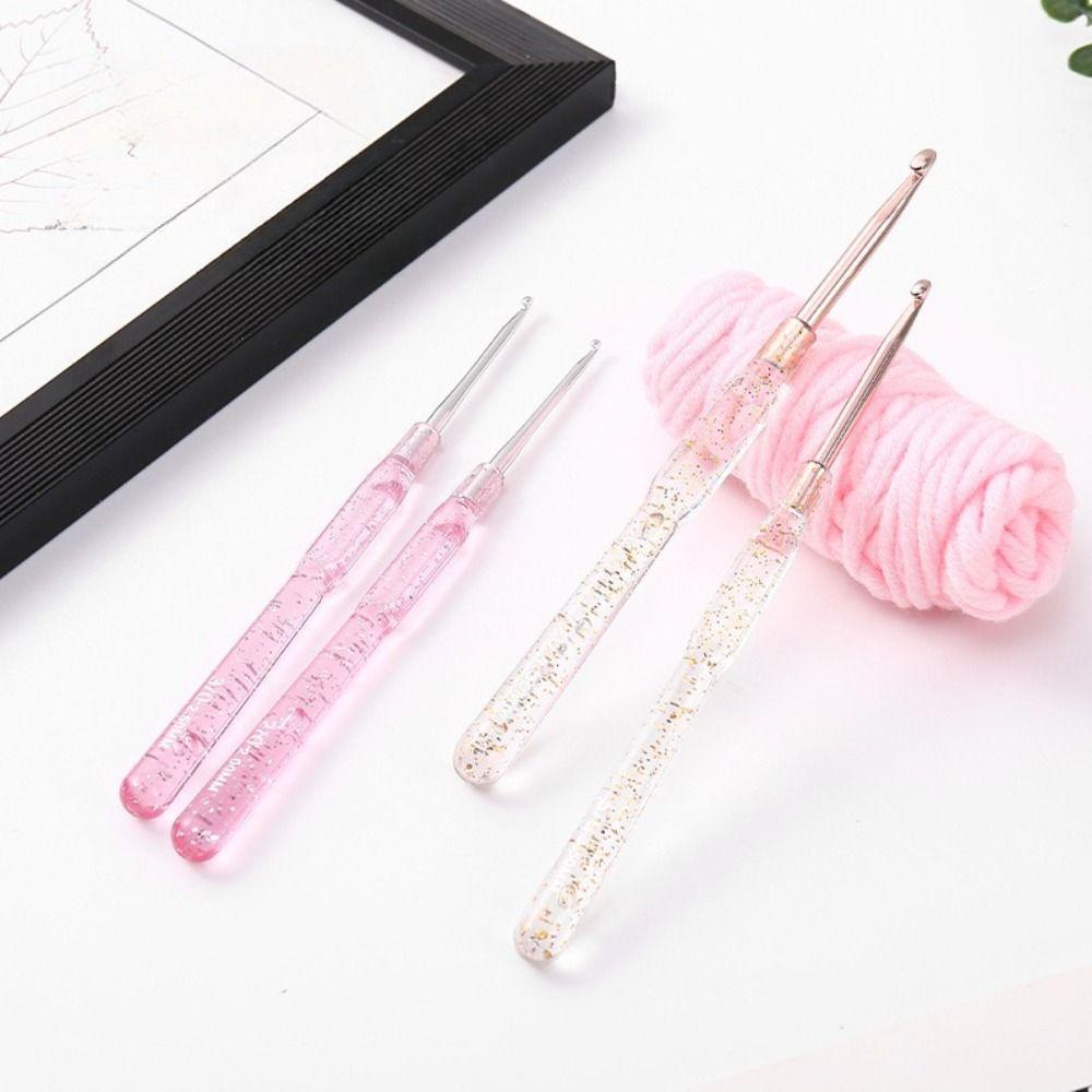 7PCS Aluminum Crochet Hooks Set Colorful Clear Handles 2.0-5.0mm DIY Knitting Tools Single-headed Hand-made Knitting Crochet