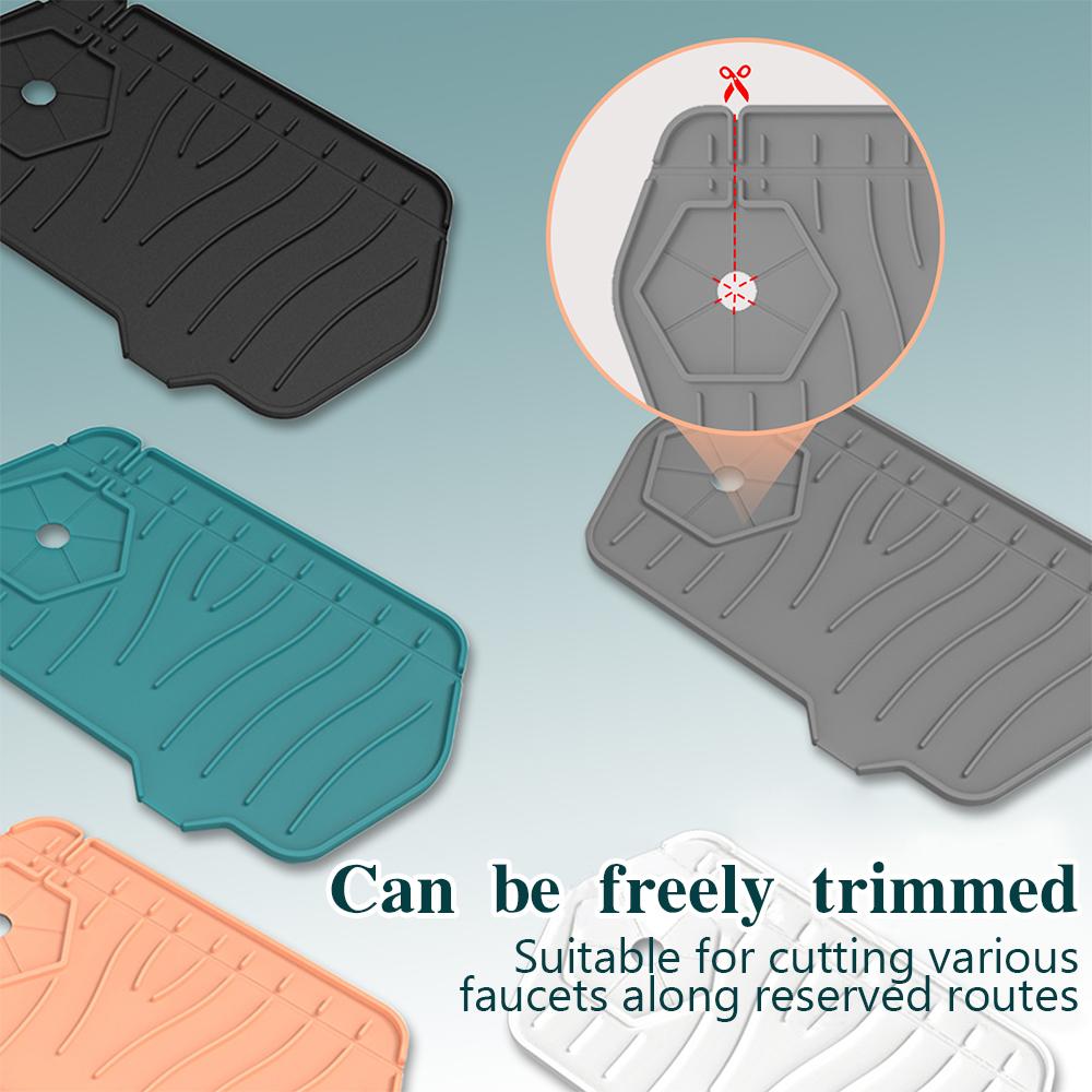 Kitchen Silicone Faucet Mat Sink Splash Guard Faucet Drainage Mat Drying Pad Kitchen Bathroom Double-sided Water Draining Pad