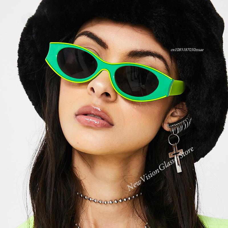Fashion Vintage Oval Frame Sunglasses Summer Uv400 Sun Shades For Women Outdoor Travel Street Style Sun Glasses Driving Goggles