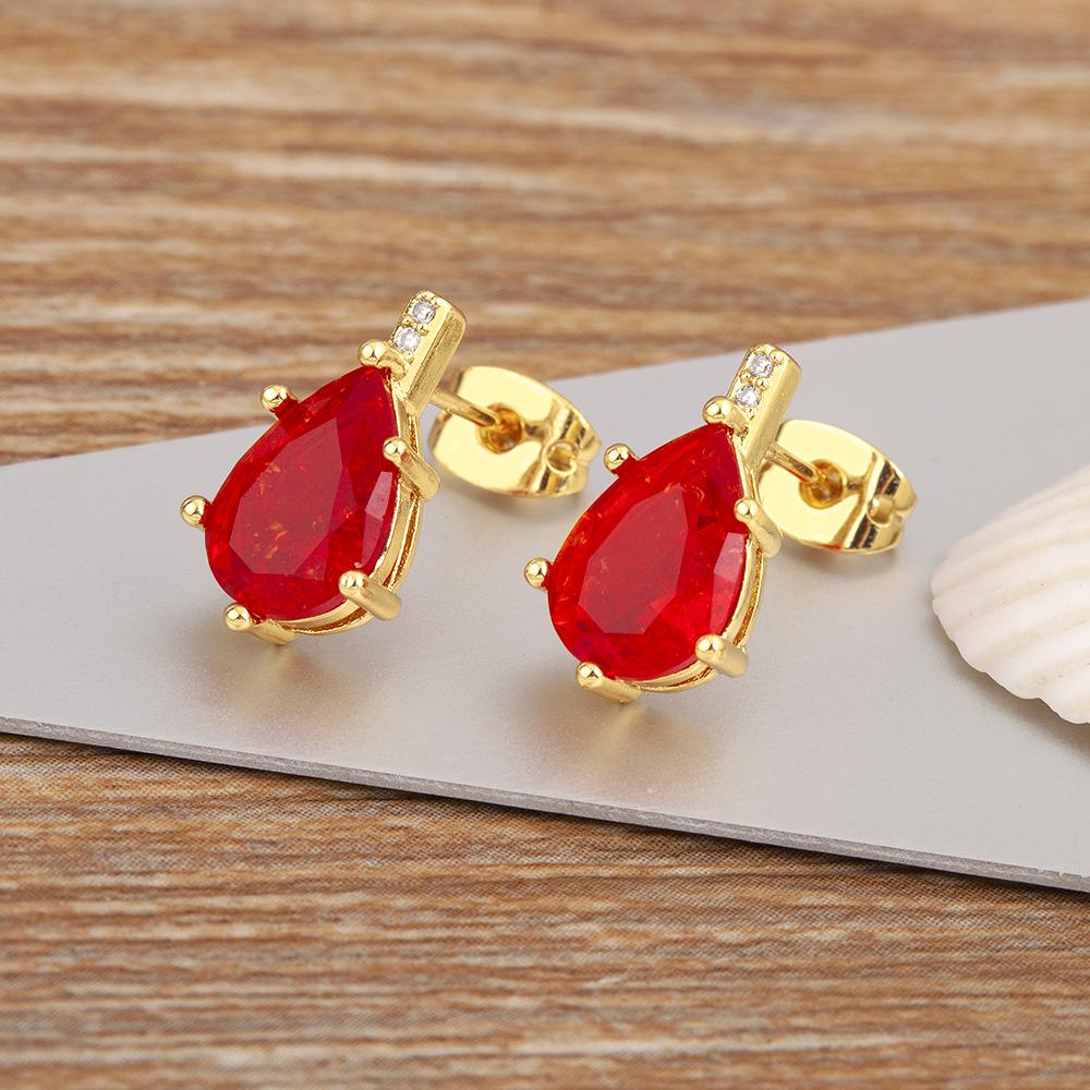 

Nidin New Fashion Waterdrop Shape Inlaid Zircon Earrings For Women Office Girls Daily Party Fine Ear Jewelry Accessories Gifts красный