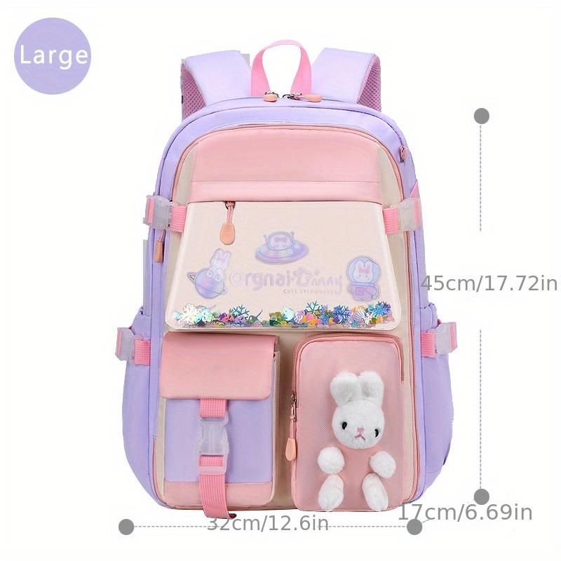 1pc New Cute Princess Style Little Rabbit Doll Backpack With Colorful Sequins, Primary School Girls Backpack, Cute Sweet Student Backpack