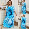 European-American Rayon Print Plus Size Beach Cover-Up Dress & Long Robe