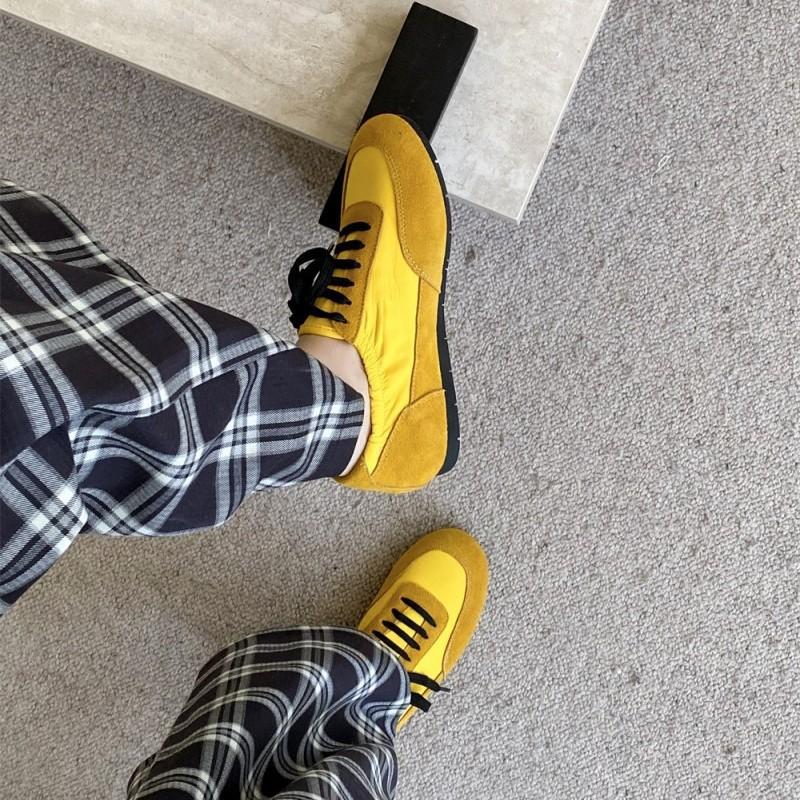 2025 Korean version spring new fashion casual women's single shoes flat-soled lace-up sports shoes