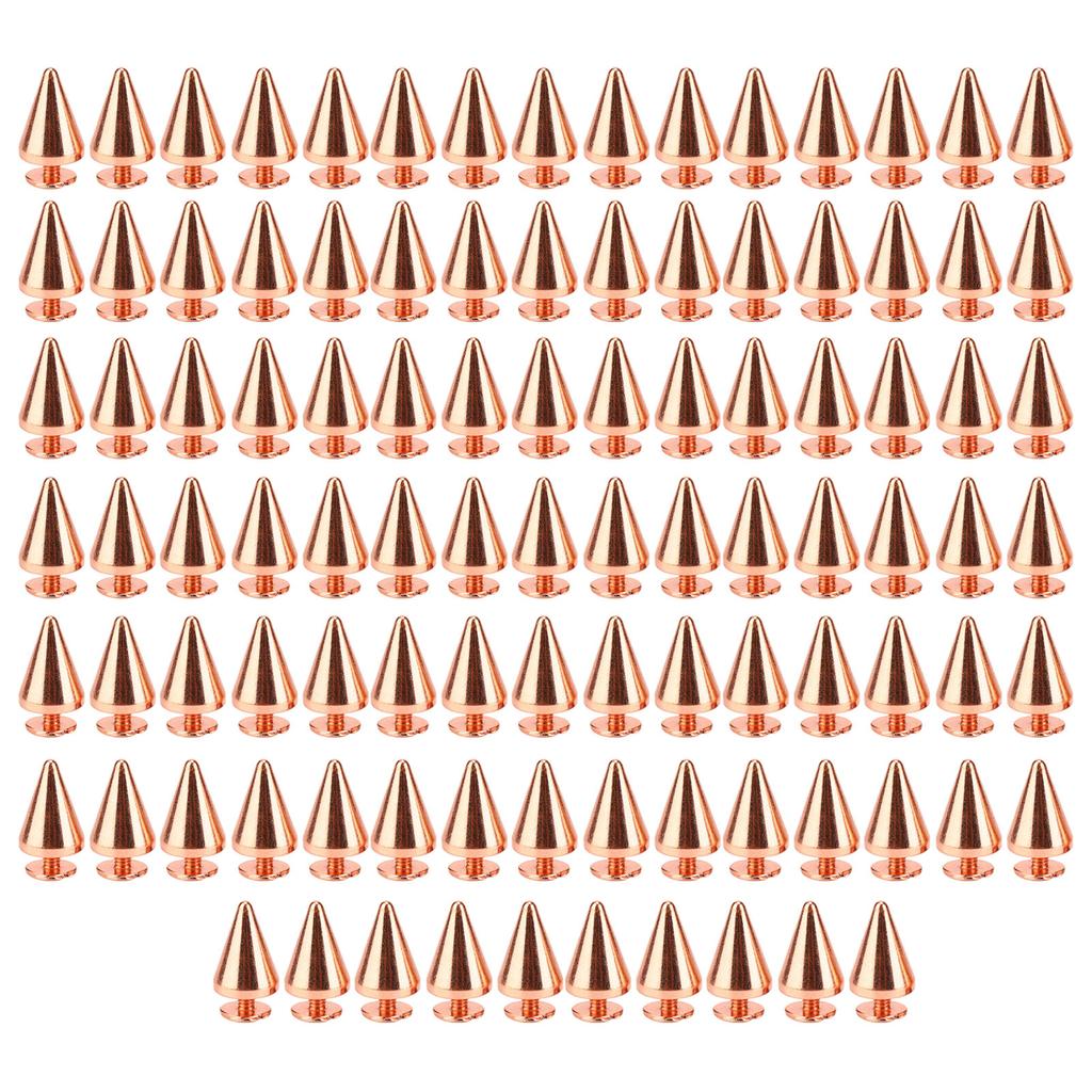 100 Sets Punk Cone Spikes Studs Electroplating Rose Gold Punk Cone Spiked Screw Rivets DIY Punk