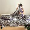 Vintage Jacquard Sherpa Fleece Throw Blanket Heavy Weight Plush Couch Bed  Warm Cozy Air Conditioning Quilt Winter Warm Gift