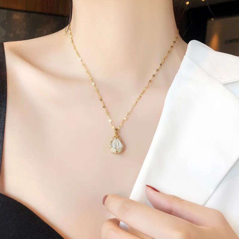 Koreanische Mode Tulpenkette mit Strass Goldene Kette Luxus Klassisch Party Schlüsselbein Kette Halsketten für Frauen Schmuck
