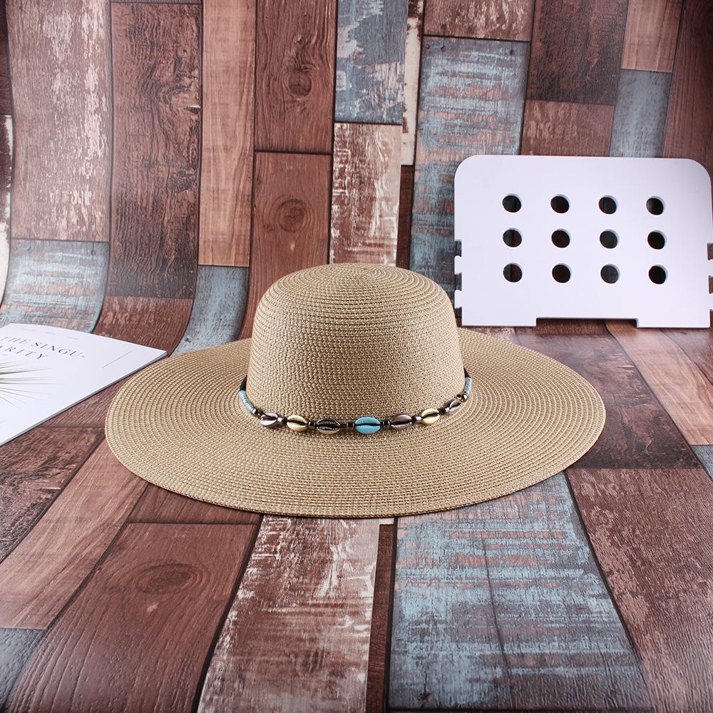 Summer Beach European and American Wind Along Dome Ladies Straw Hat Travel Vacation Adjustable Sunscreen Shade Beach Hat