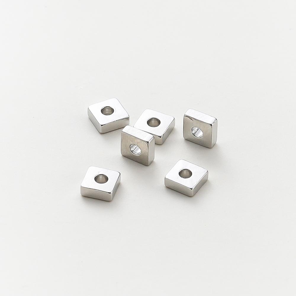 

30-100pcs/lot 14K 18K Gold Silver Plated Square Flat Loose Spacer Beads Bracelet Decorate Beading For DIY Jewelry Crafts Finding 1x2x2mm 100pcs платиновий