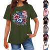 Women's Fashion Independence Day  Printed Round Neck Short Sleeved Casual T-shirt Top