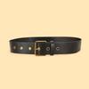 Versatile and simple casual workwear belt with matching jeans, leather belt, pin buckle, black fashion belt