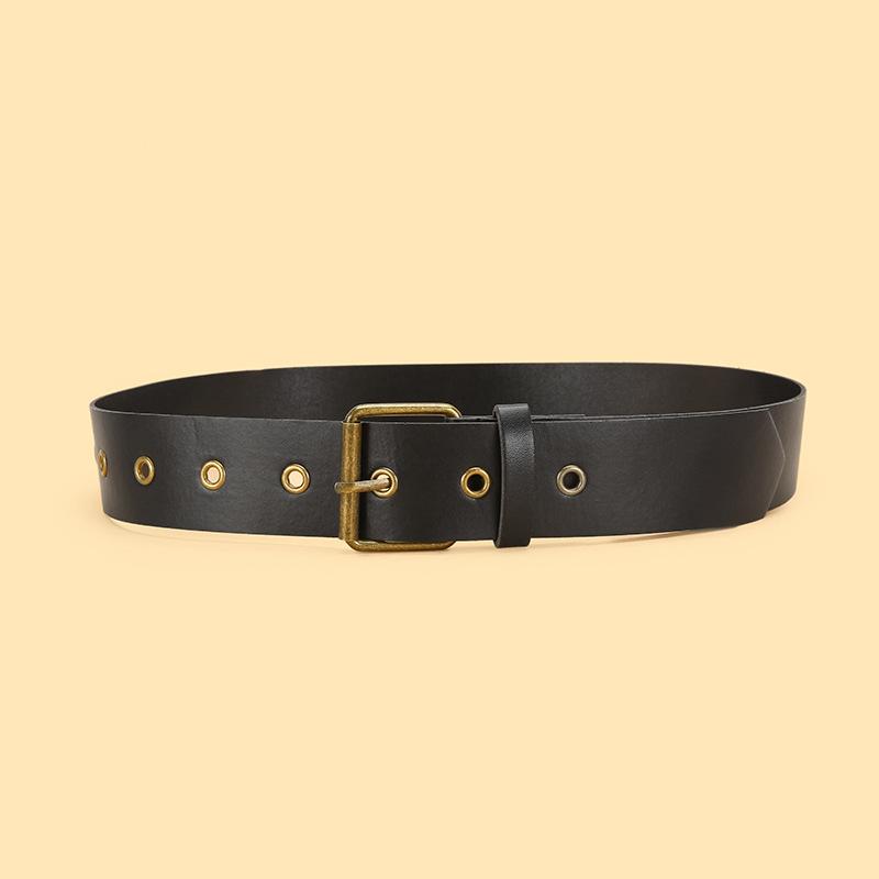 

Versatile and simple casual workwear belt with matching jeans, leather belt, pin buckle, black fashion belt Length 94cm чорний