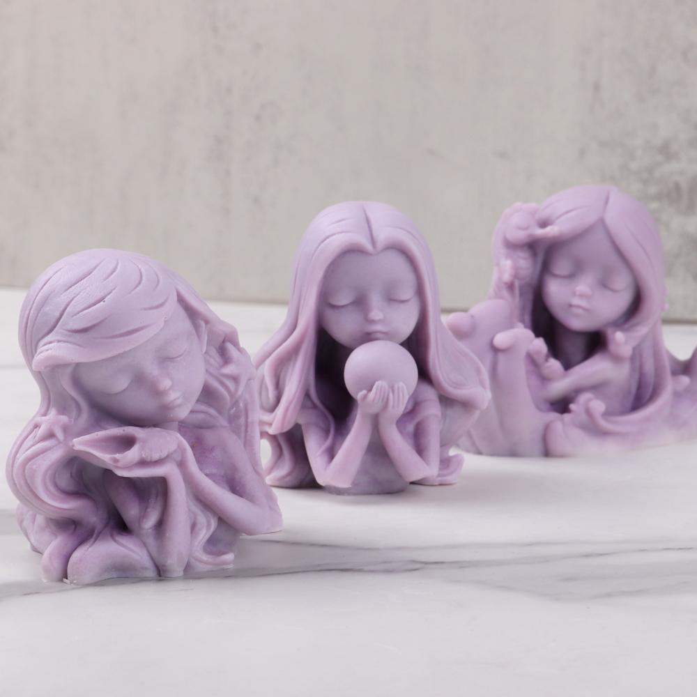 Princess Dolls Series Gypsum Mold Cute Girl Portrait Candle Making Handmade Soap Resin Epoxy Silicone Mould Girls Birthday Gifts