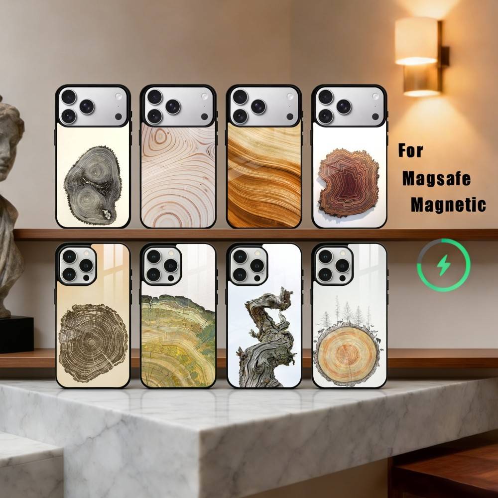 Art W-Wood G-Grain Natural Phone Case For iPhone17,16,15,14,13,12,11 Plus,Pro Max Magnetic For Magsafe Wireless Charging