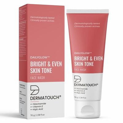DERMATOUCH Limpiador Facial Iluminador y Unificador del Tono con Niacinamida, Vitamina E y Ácido Kójico | Limpiador Facial Diario Suave Para Bronceado, Pigmentación, Tono Desigual - 70G