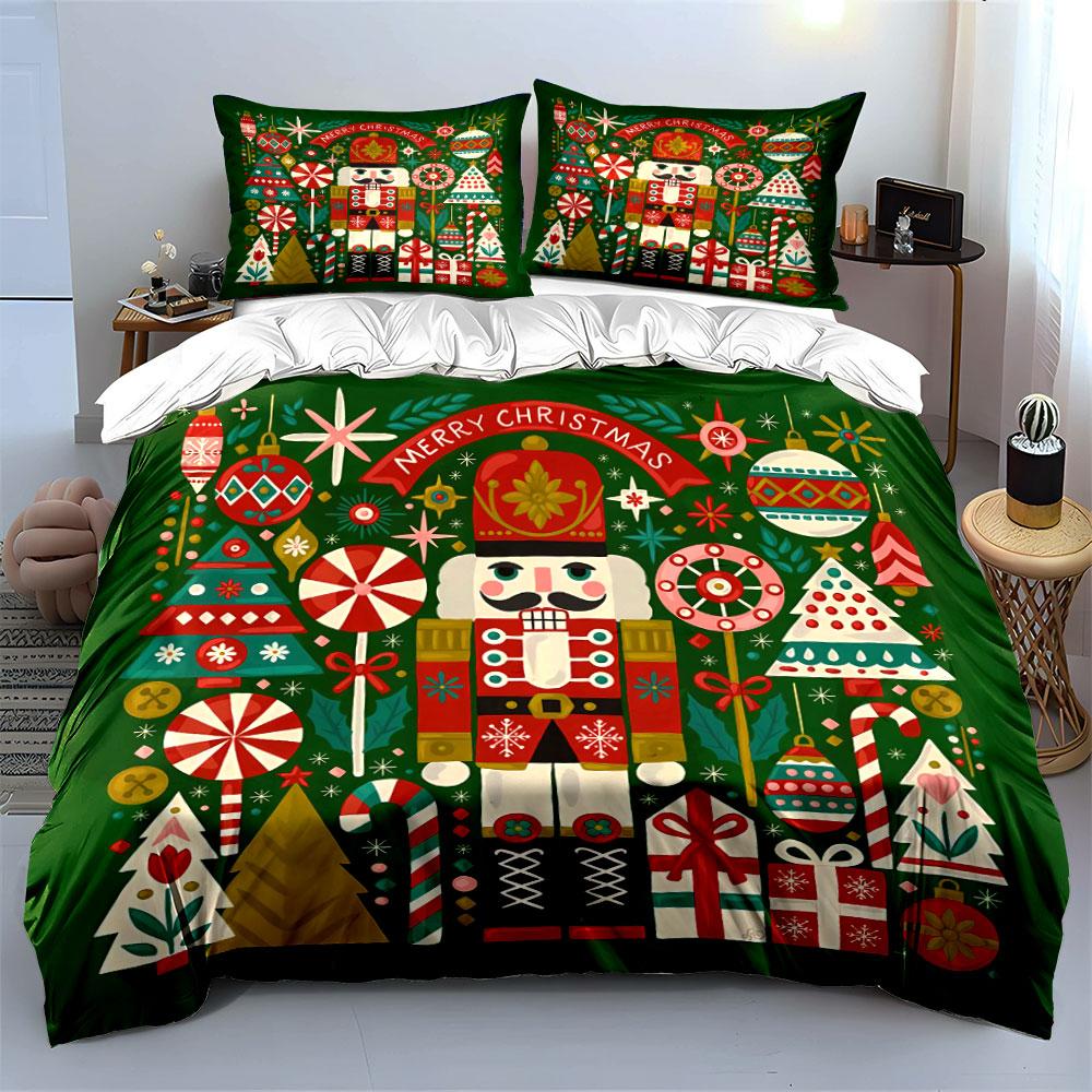 Nutcracker Christmas Set Bedding Duvet Cover Set Duvet Cover Pillowcases (1*Duvet Cover 2*Pillowcases, without duvet insert)