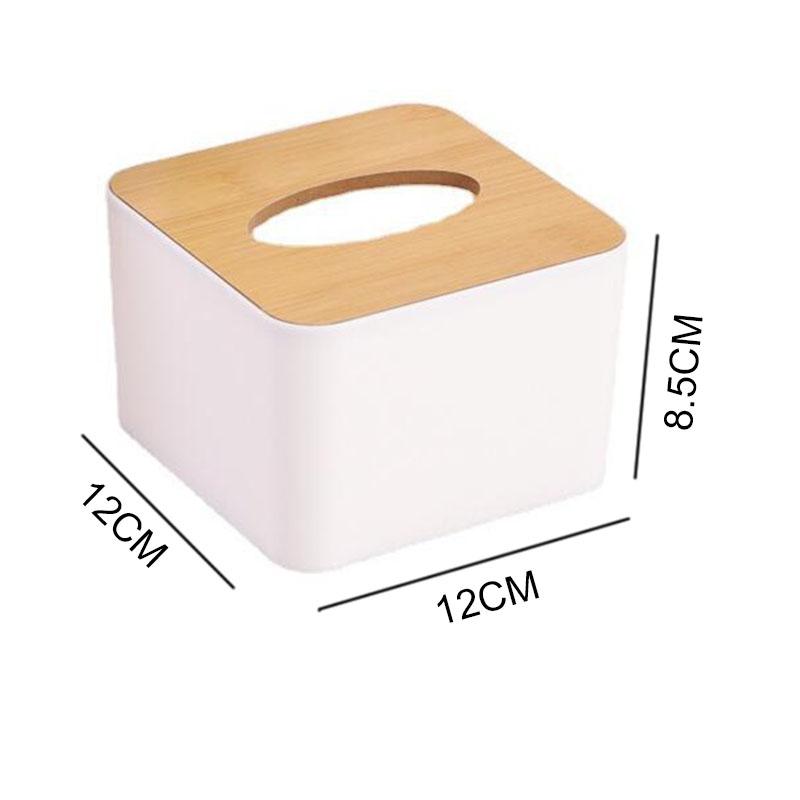 Plastic Tissue Box Wooden Lid Round/Square Napkin Holder Container Wet Tissue Paper Dispenser Case Modern Home Car Organizer