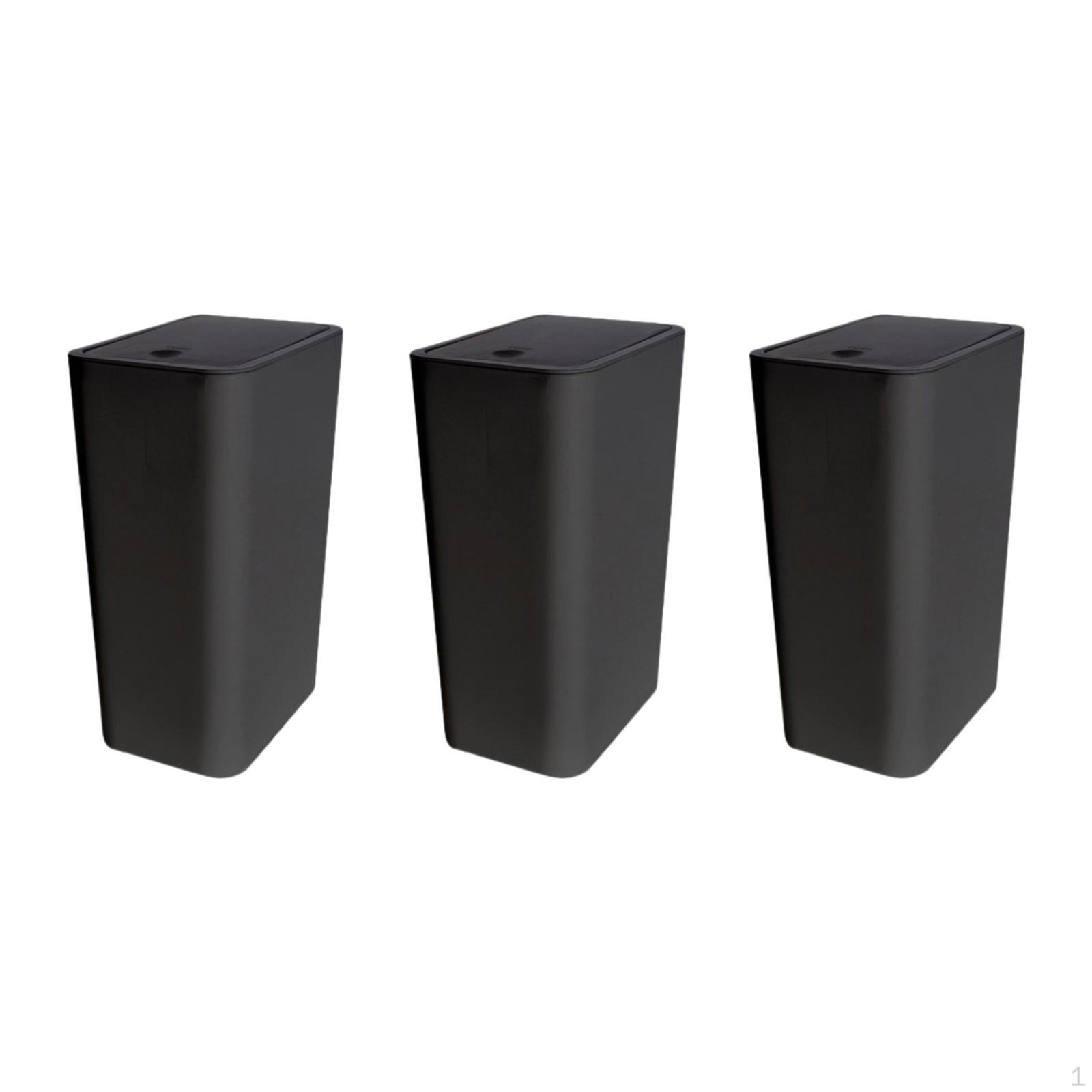 

3x Bathroom Small Trash Can with Lid Wastebasket Compact Garbage Waste Basket for Office Kitchen