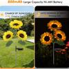 Solar Powered Sunflower Stake Lights - 800mAh Battery, Waterproof Outdoor Garden Decor