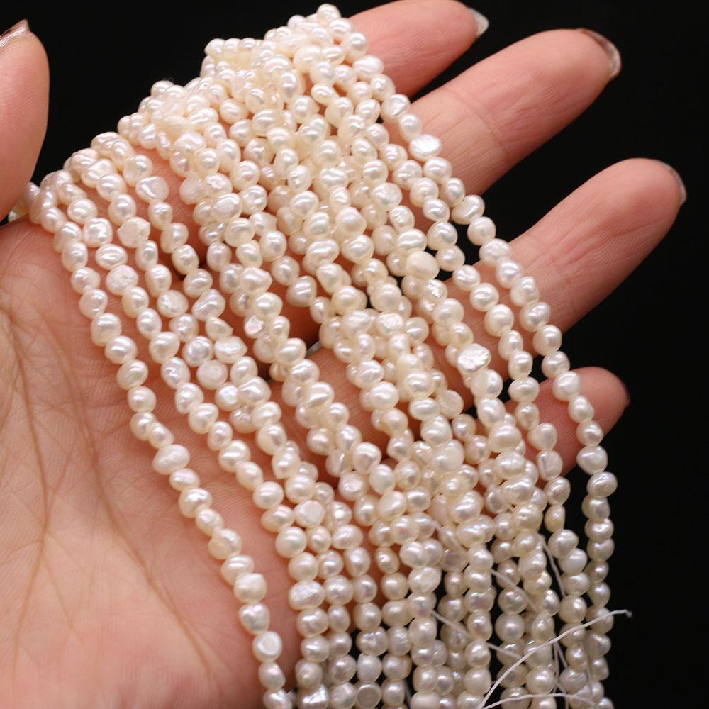 1String, 3-4mm White Natural Freshwater Nugget Pearls 36cm Loose Beads for Handmade Jewelry Craft Supplies, DIY Holiday Gifts