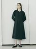 Nub Curved Sleeve Flare Dress - Black