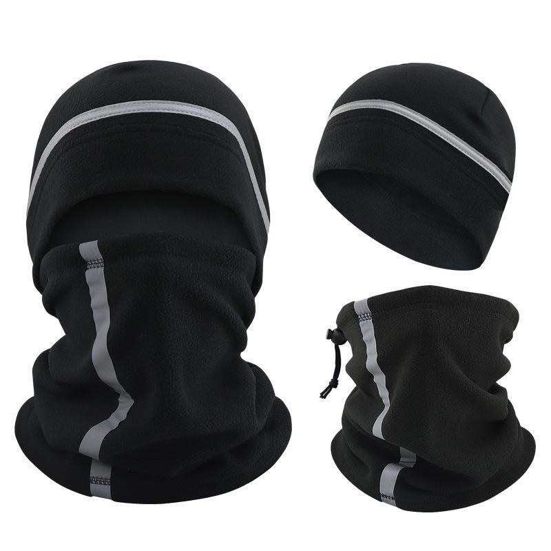 Reflective Warm Hat & Scarf Set for Autumn/Winter Cycling - Night Riding Cold Protection with Mask