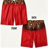 Men Funny Fake Butt Swim Trunks, Solid Red 3D Illusion Dark Skin Leopard Waist Quick‑Dry Drawstring Beach Board Shorts