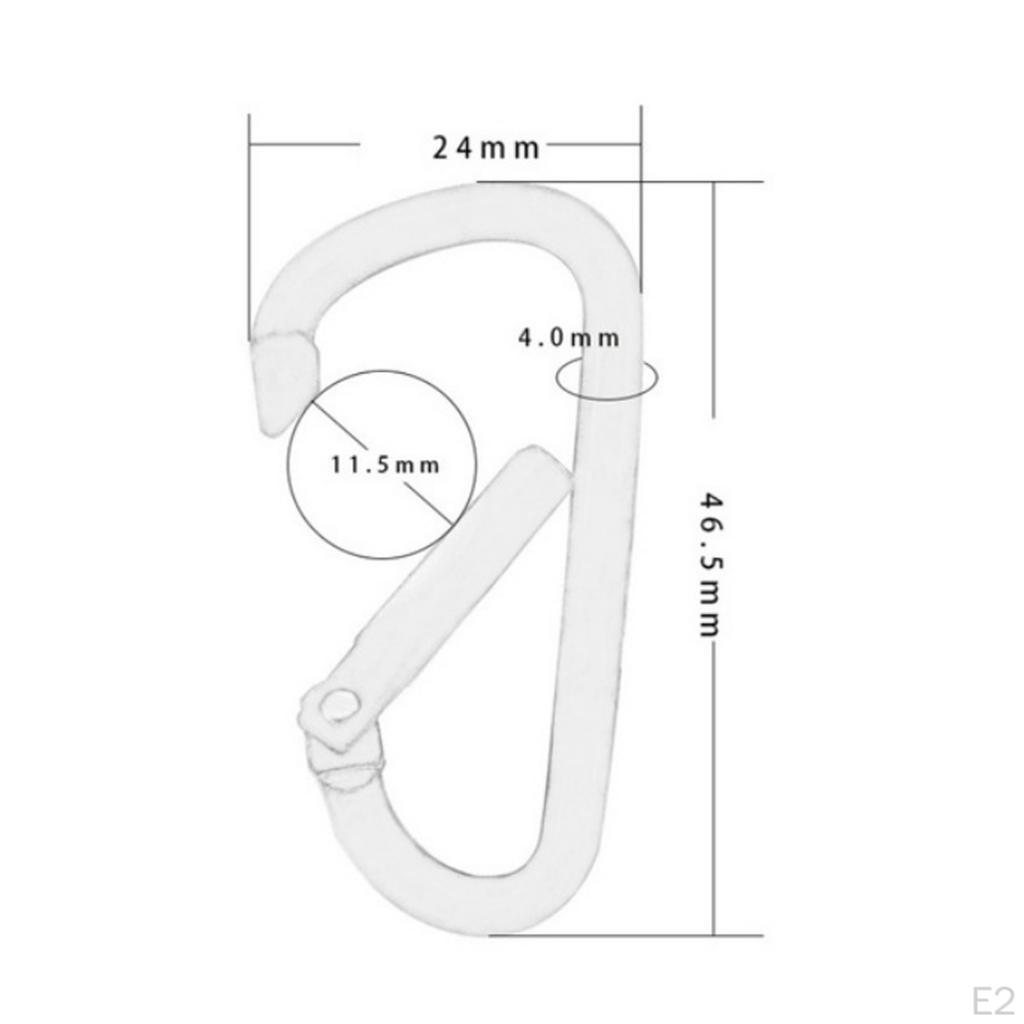 10 Pcs Aluminum Carabiner Key Chain Durable D Shaped Hook Buckle Clips for Camping,