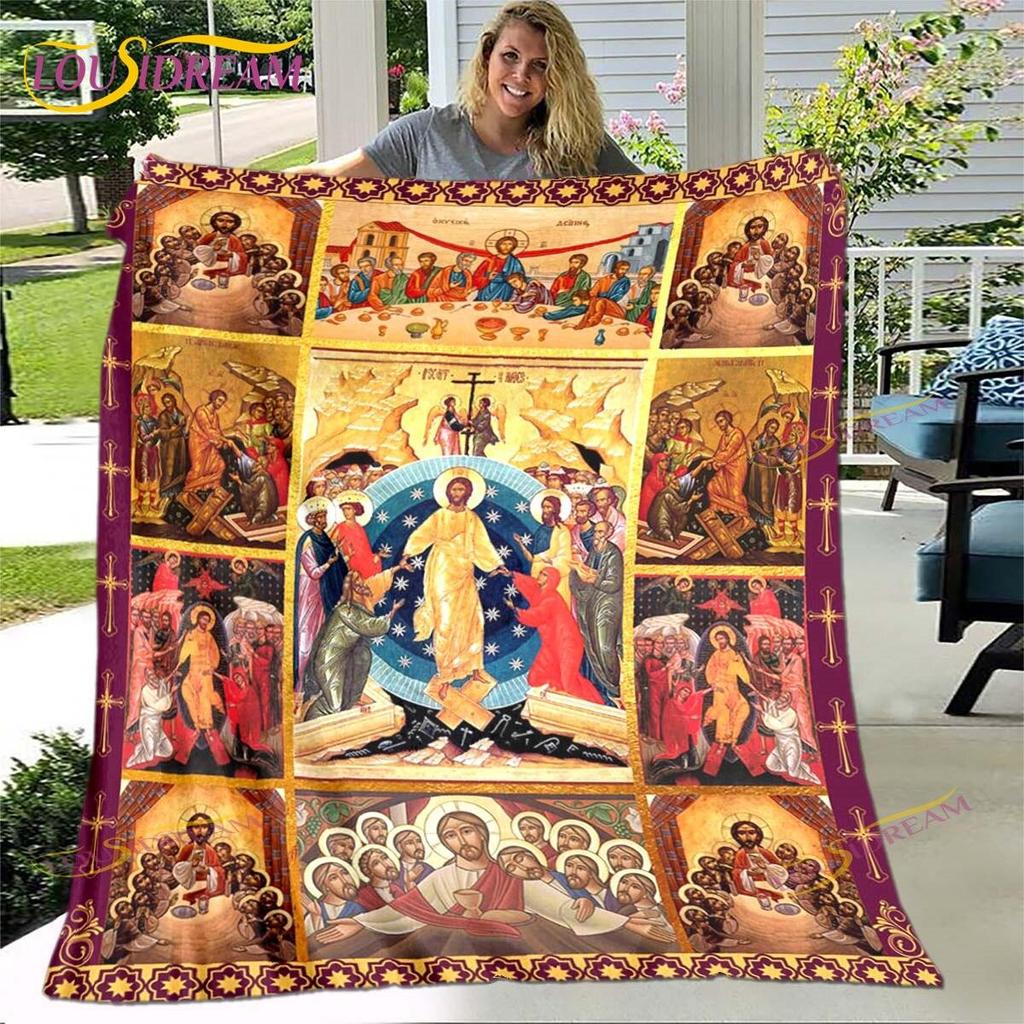 Jesus Blanket Virgin Mary Blanket Flannel Blanket Super Soft Throw Blankets for Bedroom Couch Sofa Gift Tv Blanket Bedding