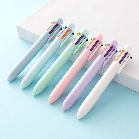 6 Stück 0,5 mm Kugelschreiber, stabile Tintenabgabe, fließend, Kunststoffschale, 6 Farben, für Studenten, tragbar, farbiger Push-on-Stift, Schreibwarenzubehör