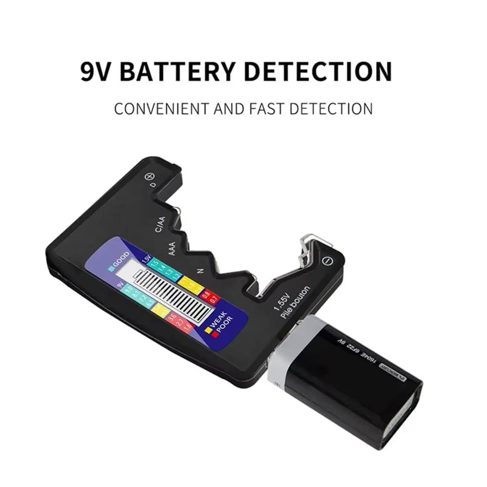 LCD Display Digital Battery Tester for C D N AA AAA 9V Button Cell Batteries Portable Battery Capacity Indicator Battery Level Tester Voltage Meter
