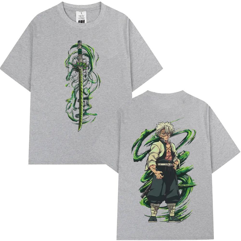 Anime Demon Slayer Wind Hashira Shinazugawa Sanemi Graphic Tshirt Unisex Women Cartoon Casual T Shirts 100 Cotton Short Sleeve 4XL