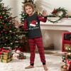 Matching Family Christmas Printed Set with Round Neck, Long Sleeve and Long Pants for Parent and Child