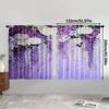2PCS Lavender Floral Blackout Curtains – Purple Lilac Print   Thermal Insulated for Bedroom Living Room Decor