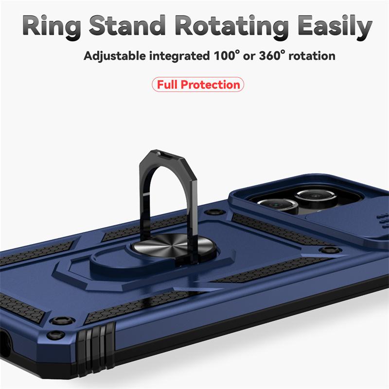 For Samsung Galaxy A07 Case Slide Lens Protector Armor Phone Cover for Sumsung A07 A 07 GalaxyA07 4G Ring Stand Shockproof Funda