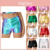 Hot Patent Womens Shorts Leather Metallic Shiny Finish High Waist Design Clubwear For Rave Parties