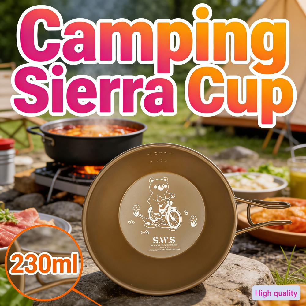 Foldable Handle Camping Sierra Cup with Handles Nesting Stainless Steel Soup Bowls 230ml for Hiking Backpacking Picnic Supplies