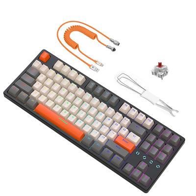 MAMBASNAKE K87 Mekanik Klavye Klavye Spiral Kablo 87 Tuş Kompakt Kablolu Kablo Çıkarılabilir Özel Spiral Kablo Tenkeyless Hot Swap EVA Ses