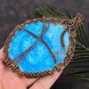 Natural Aqua Solar Druzy Gemstone Handmade Copper Wire Wrap Pendant 4.93 V6Q07
