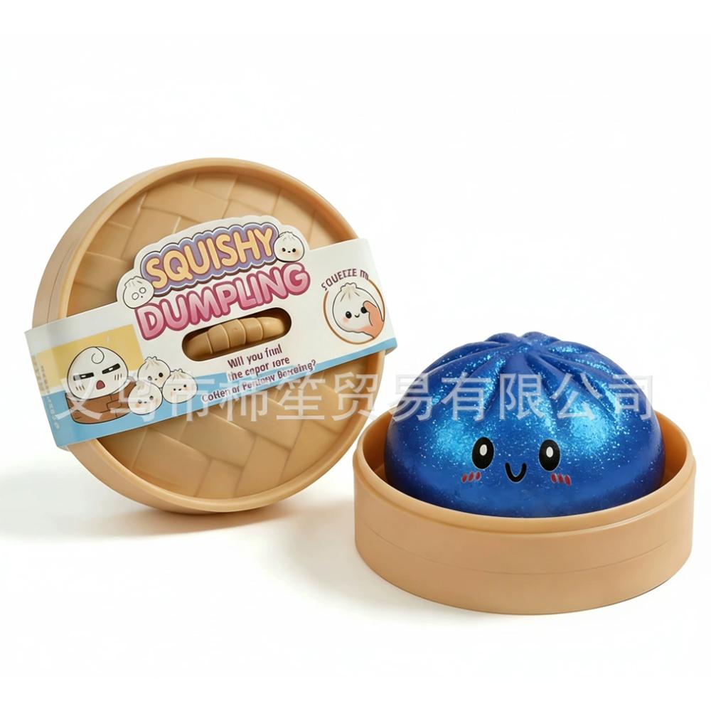 2026 New Glitter Dumpling Squishies Toy Bun Baozi Dumpling Mystery Box Colorful Food Squishy Sensory Anti Stress Squeeze Balls