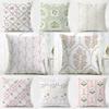 Pattern Gentle Tea Break Floral Cushion Cover Washable Linen Pillowcase Soft For Daily Sofa Bed Home Room Decor