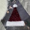 Santa Claus Christmas Hat Sequin Red Plush Hat Fashion Santa Claus Hat  Children