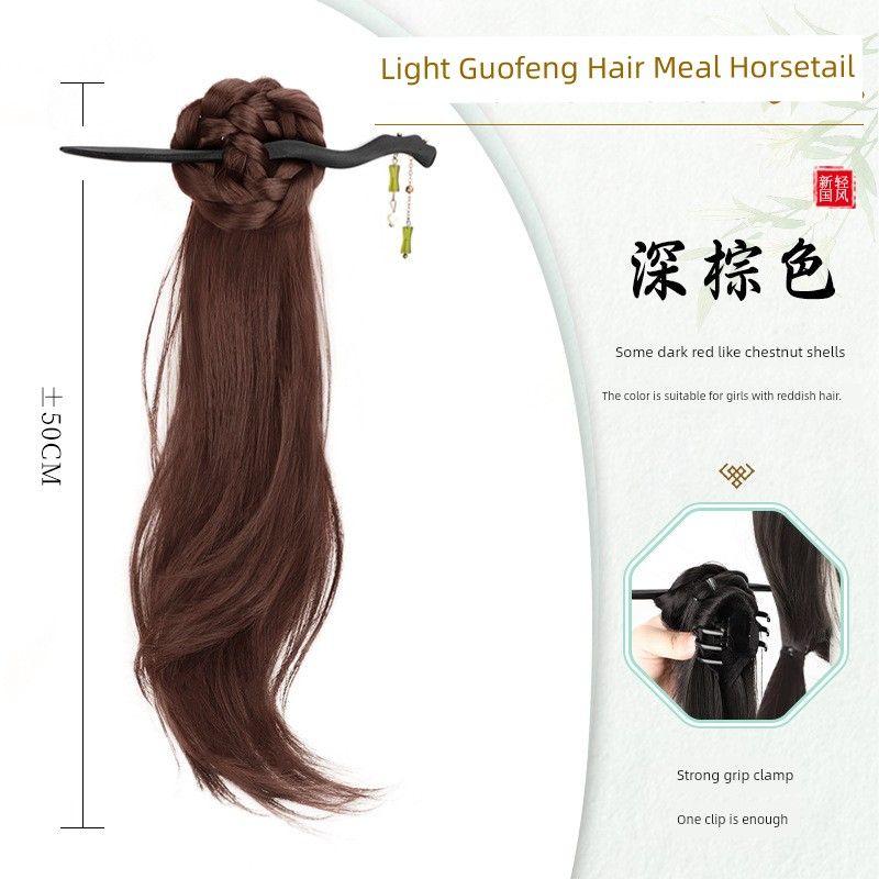 Chinese Style Artificial Hair Ponytail Light National Style Hairpin Integrated Grip Antique Hair Accessories Han Chinese Clothing Cheongsam Ponytail