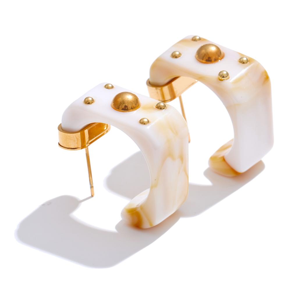 Eetit Stilige Vintage Cowboy Stil Resin C Form Klassiske Geometriske Øredobber Daglige Rustfritt Stål Mote Attraktive Smykker