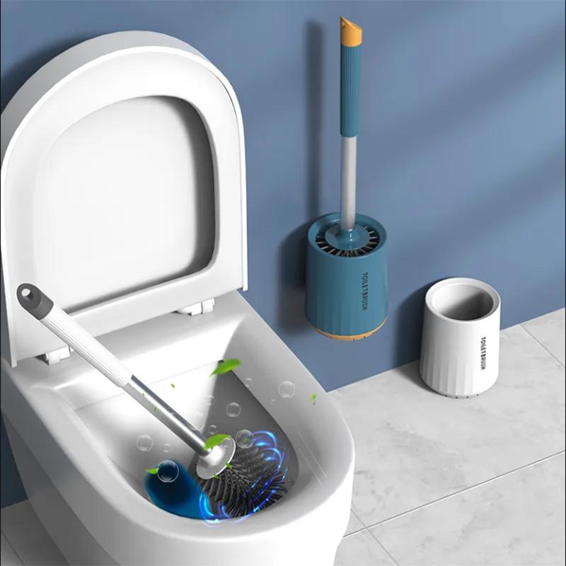 Wandmontierte Silikon-Toilettenbürste, Haushalts-Badezimmerbürste, keine tote Winkelreinigung, weiche Bürste