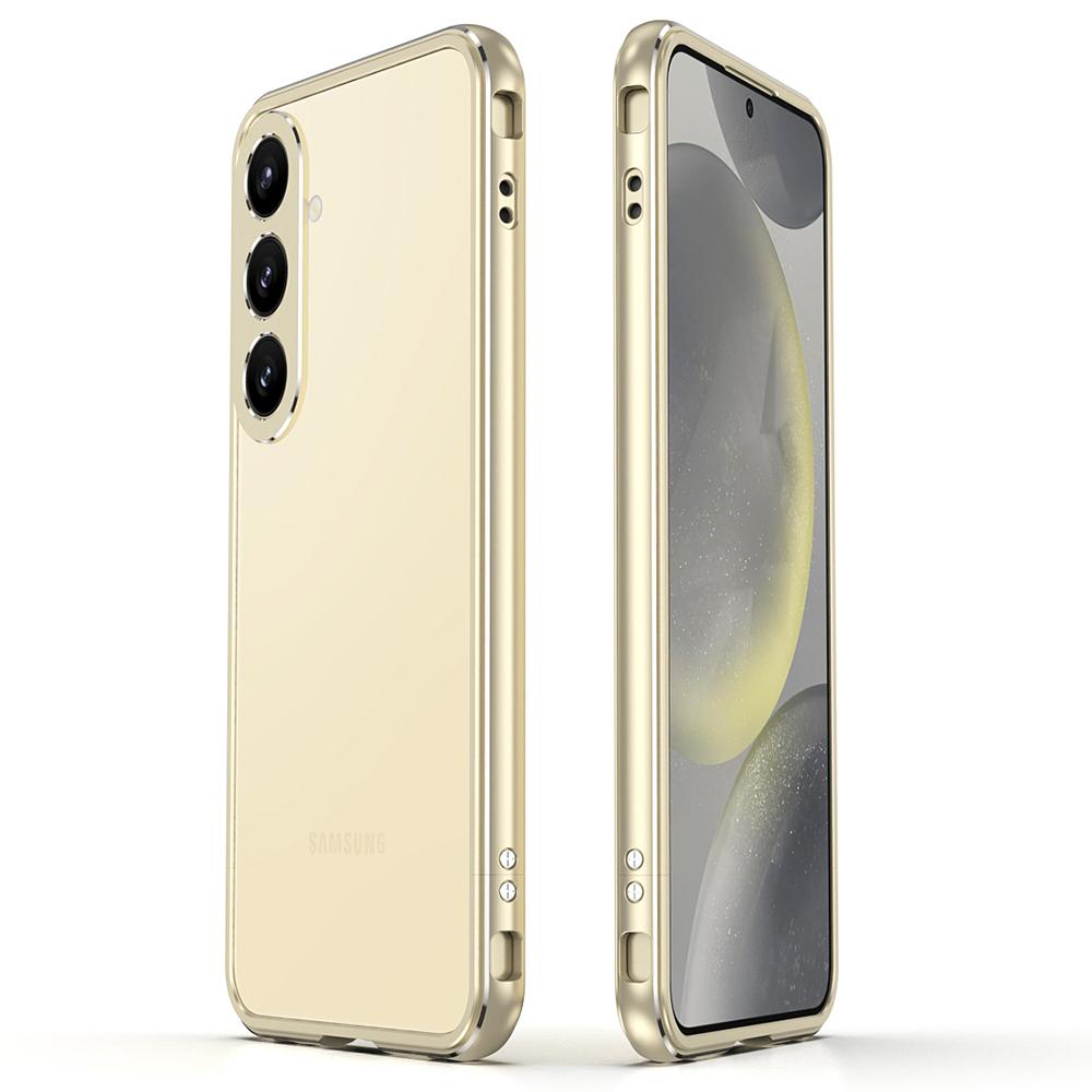 Para Samsung Galaxy S24+ Capa Bumper Estrutura de Metal Design Sem Traseira Capa de Telefone com Protetor de Lente da Câmera